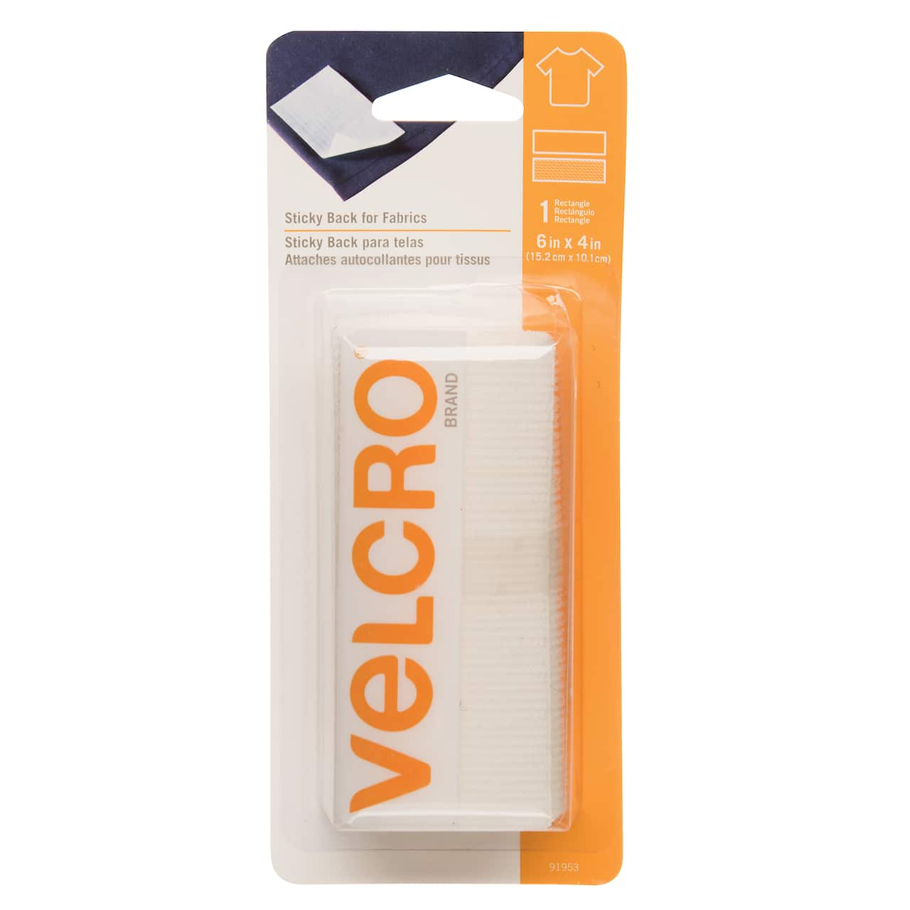 VELCRO&#xAE; Brand Sticky Back for Fabrics White Rectangle Fastener